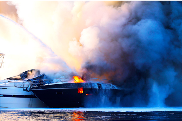 Boat on fire