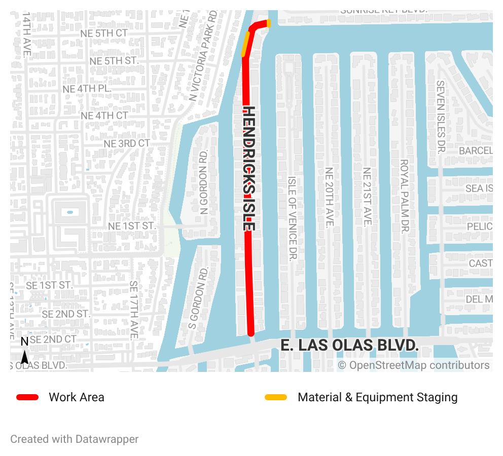 Map of Hendricks Isle Water Main Replacement Project